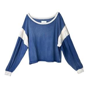 Current/Elliott The Two Step Colorblocked Top Washed Blue Size 4 XL NWT